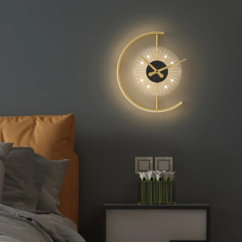 Modern Golden Illuminated Clock - Elysium