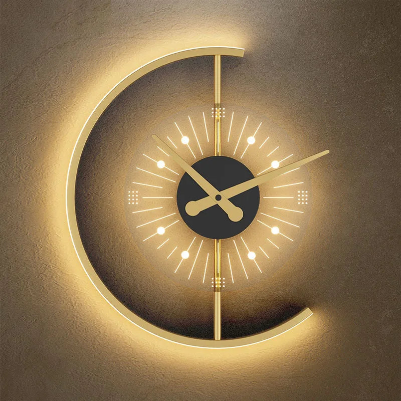 Modern Golden Illuminated Clock - Elysium