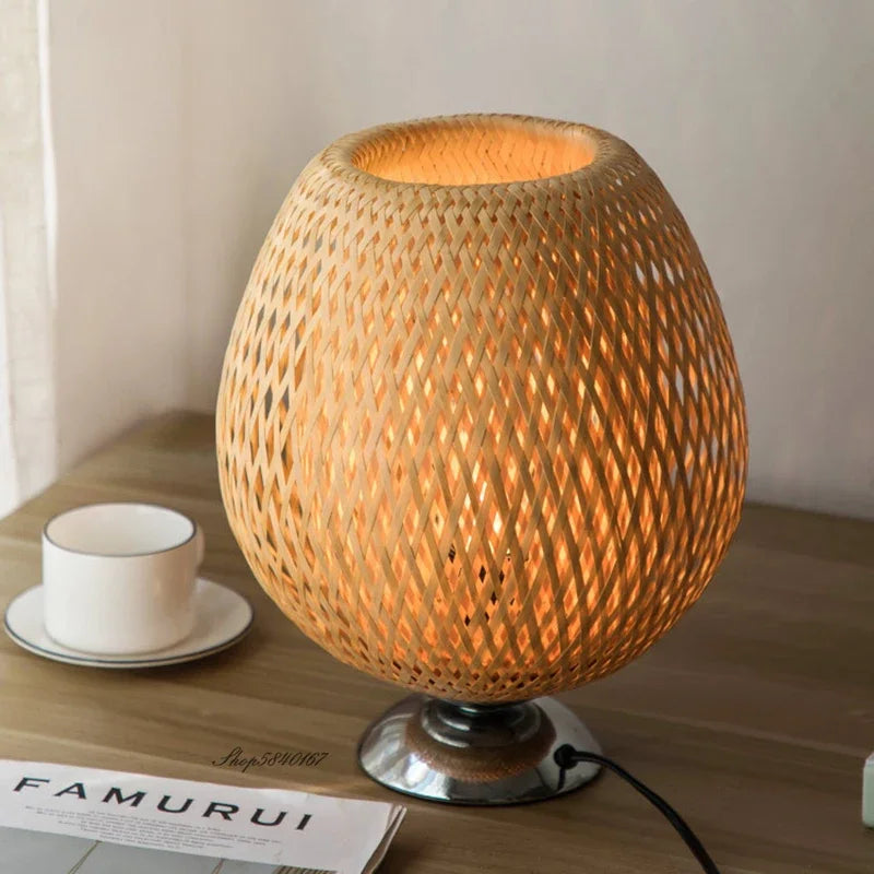 Vintage Bamboo Table Lamp - TimberGlow