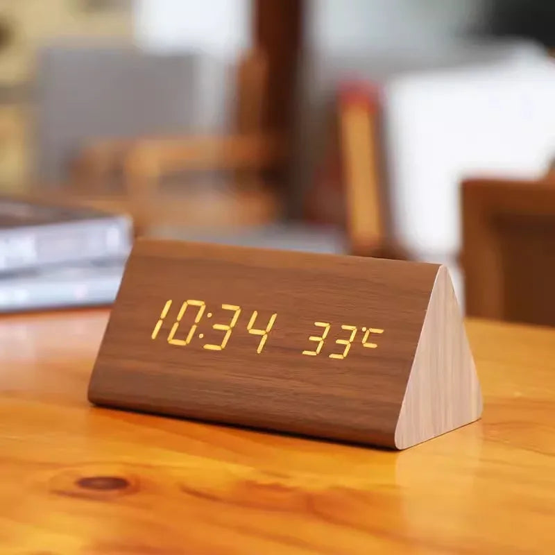 Wooden LED Clock with Voice Control - EcoClock