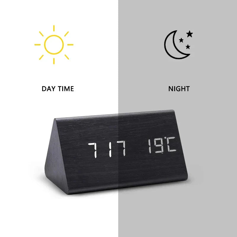 Wooden LED Clock with Voice Control - EcoClock