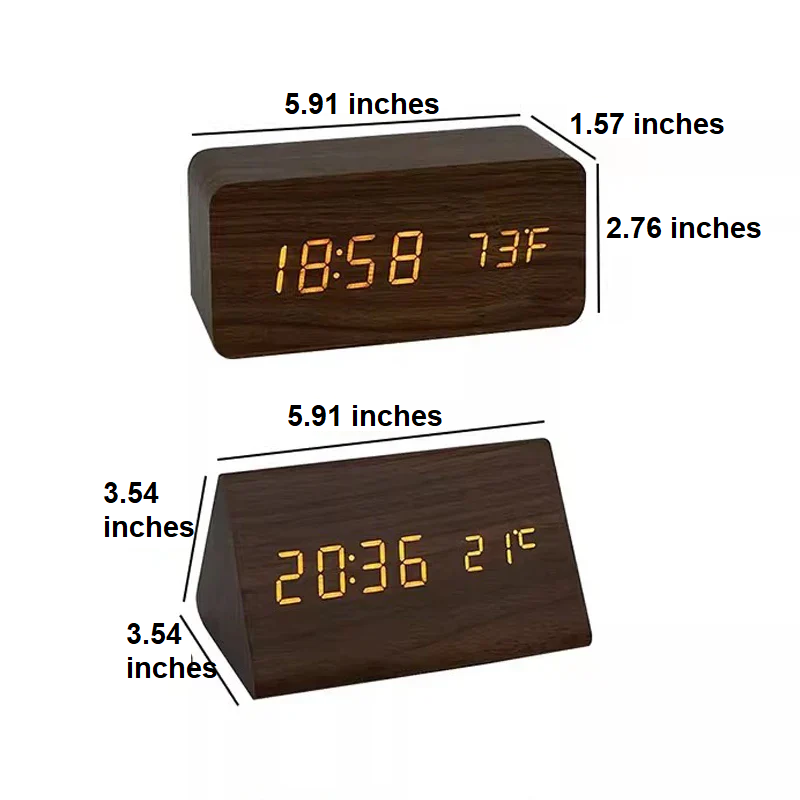 Wooden LED Clock with Voice Control - EcoClock