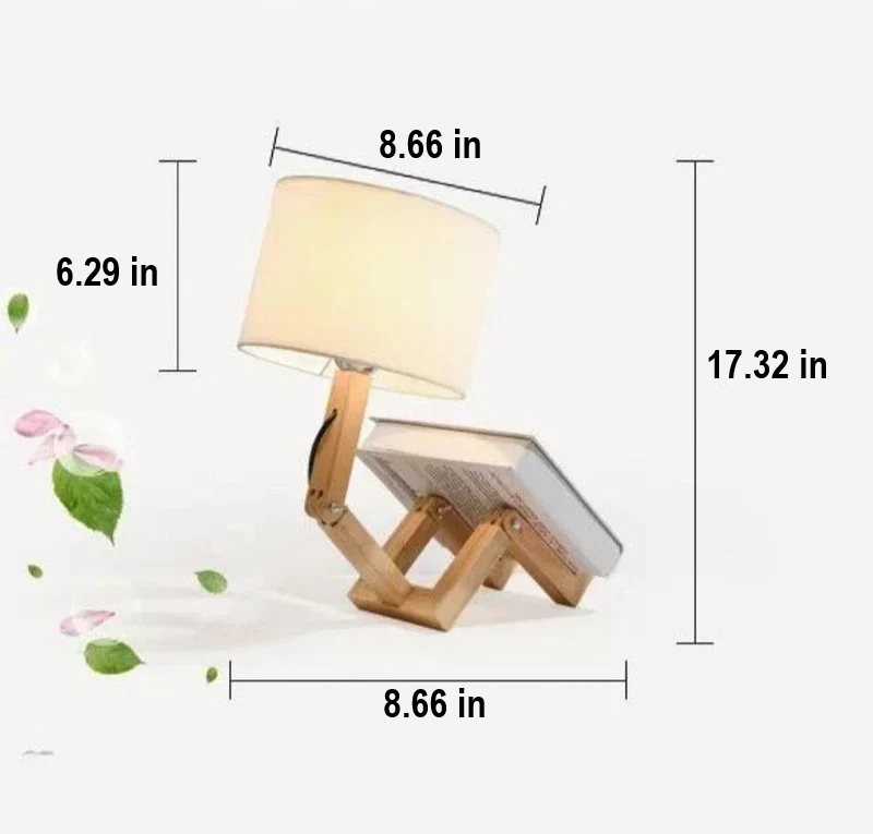 Wooden Table Lamp with Book Holder - RutanFlex
